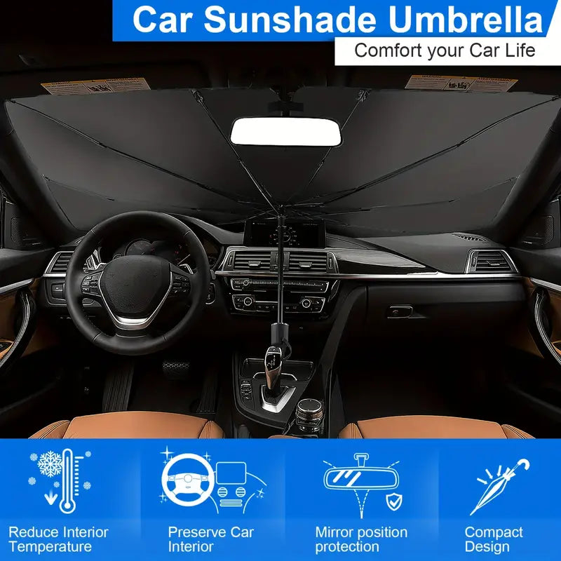 Umbrella Sun Shade for Car Windshield | 2 piece Free Window Sunshade – Stay Cool, Stay Protected!