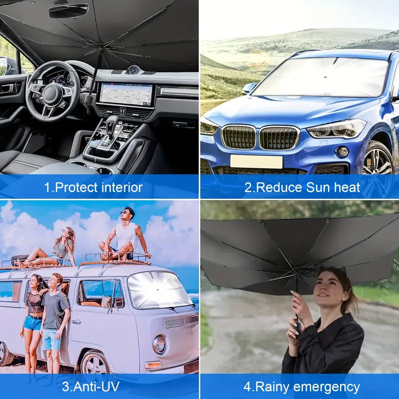 Umbrella Sun Shade for Car Windshield | 2 piece Free Window Sunshade – Stay Cool, Stay Protected!