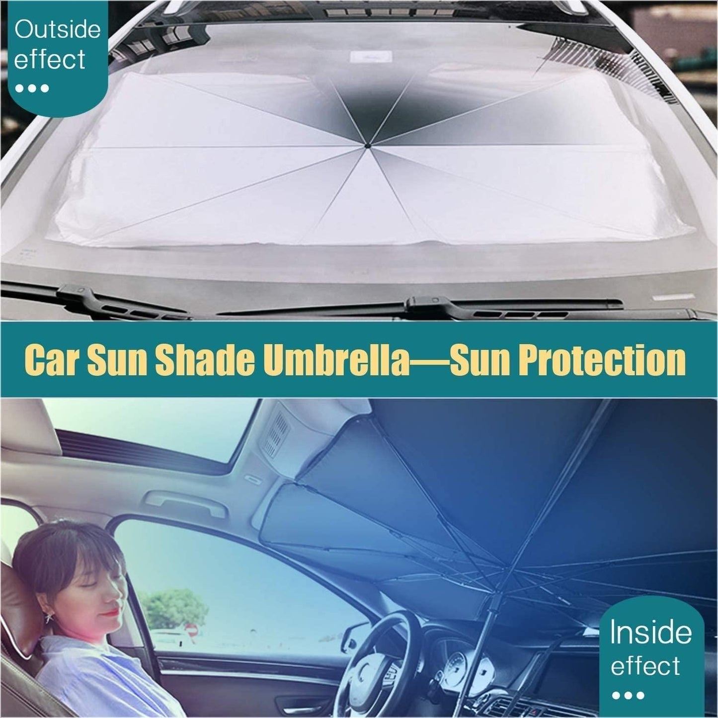 Umbrella Sun Shade for Car Windshield | 2 piece Free Window Sunshade – Stay Cool, Stay Protected!