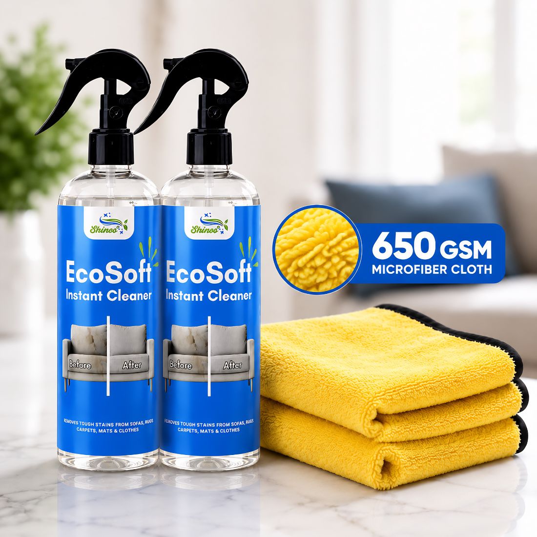 Ecosoft Upholstery Cleaner | 650 GSM Microfiber Cloth