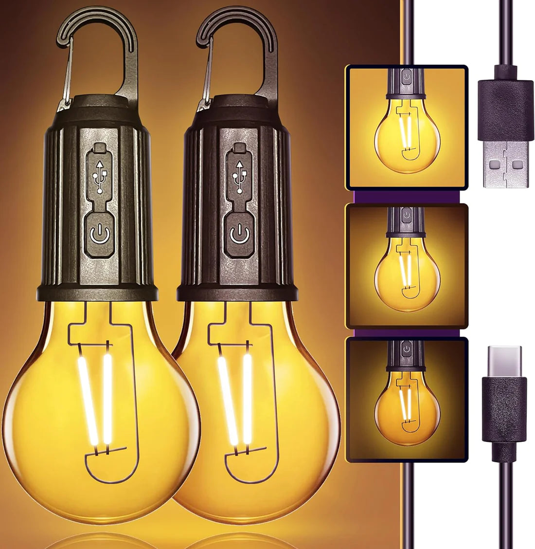 Rechargeable Portable Utility Bulb Light With Hook
