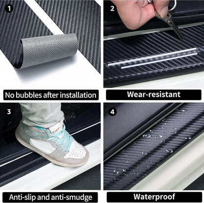 CARBON FIBER LEATHER DOOR SILL PROTECTOR