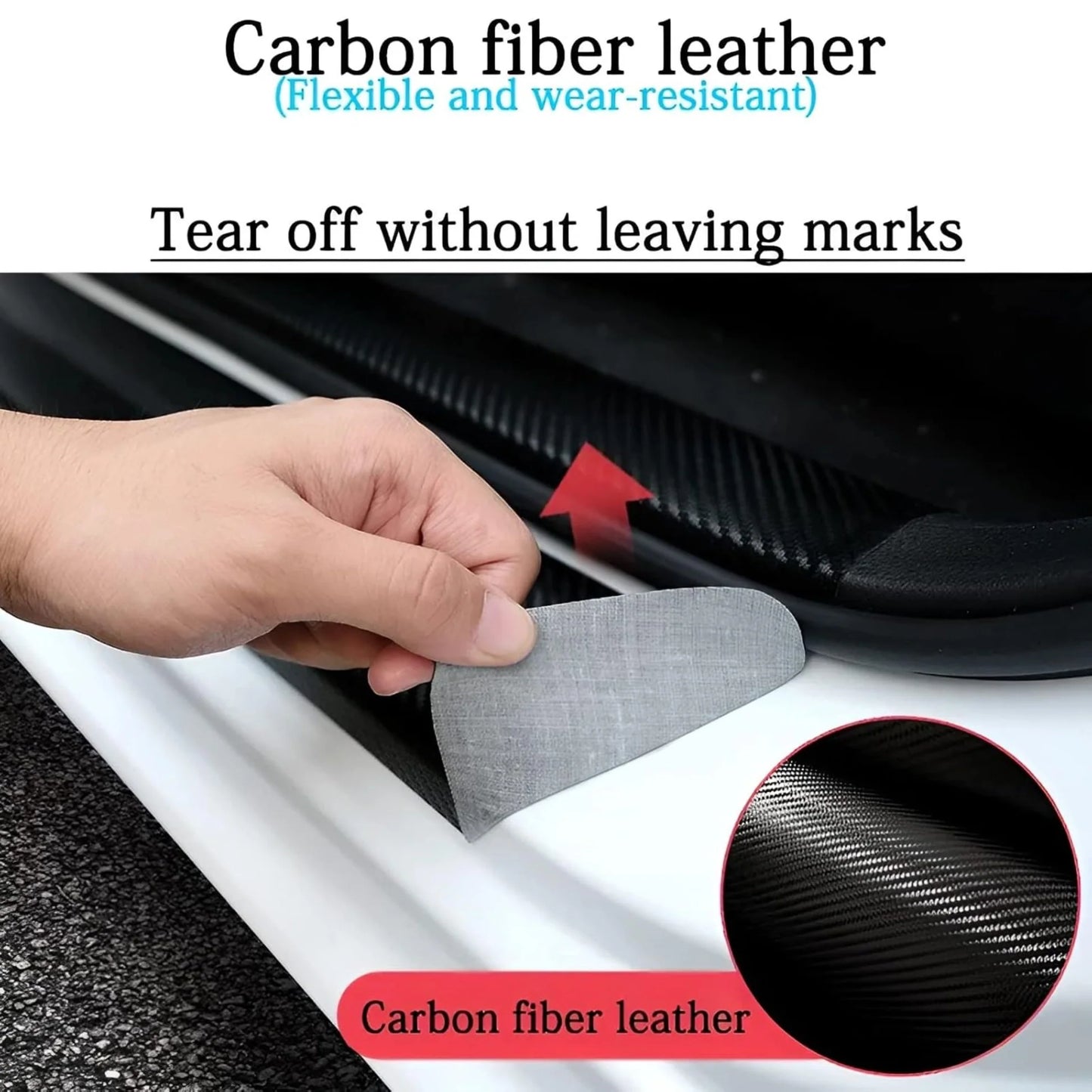 CARBON FIBER LEATHER DOOR SILL PROTECTOR