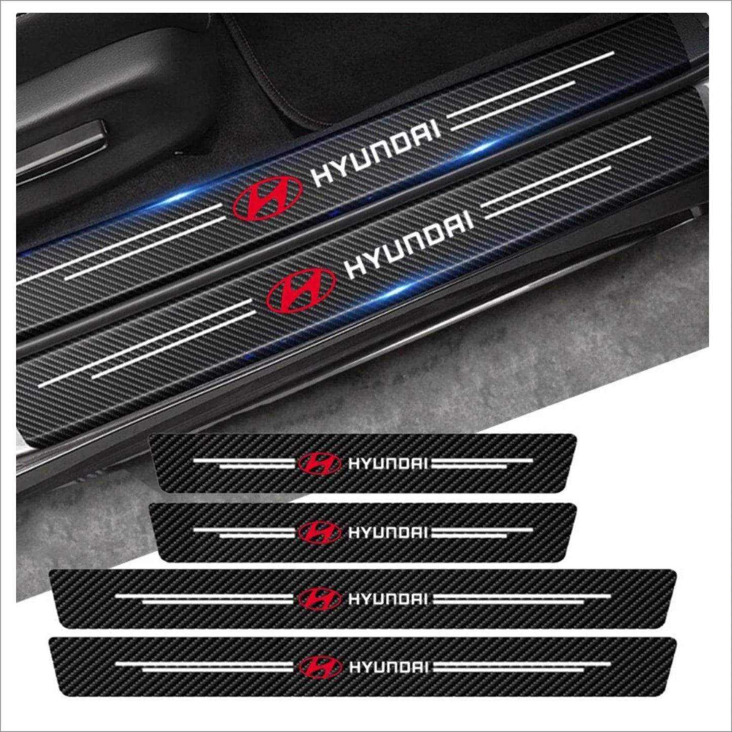 CARBON FIBER LEATHER DOOR SILL PROTECTOR
