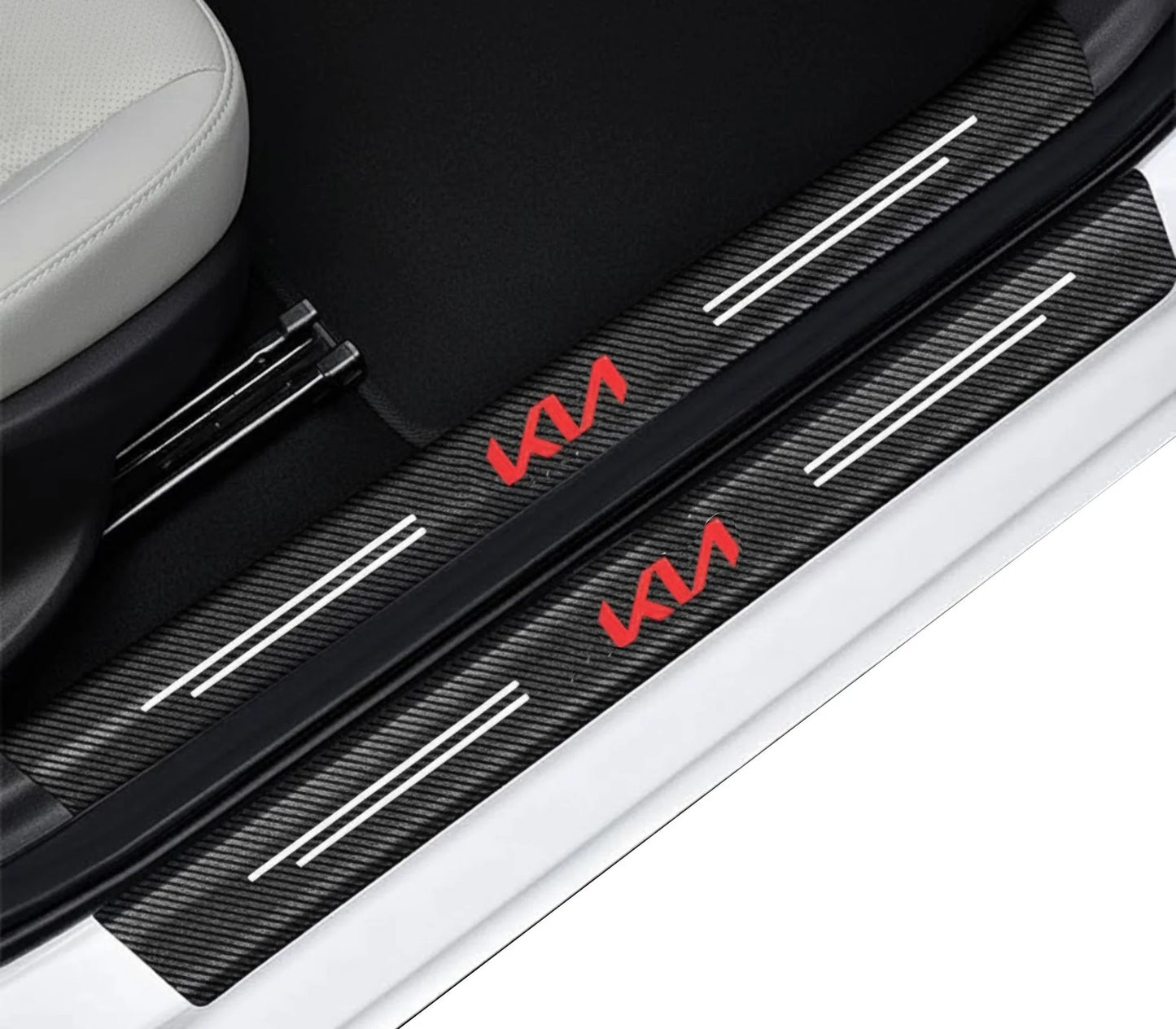 CARBON FIBER LEATHER DOOR SILL PROTECTOR