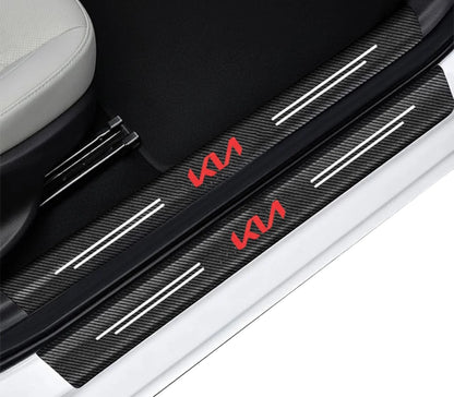 CARBON FIBER LEATHER DOOR SILL PROTECTOR