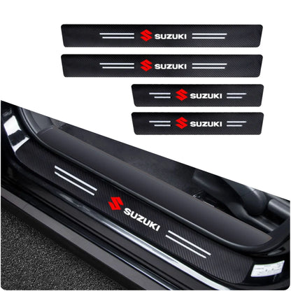 CARBON FIBER LEATHER DOOR SILL PROTECTOR