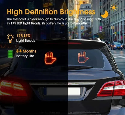 Car Finger Gesture Light with Remote Signs Gesture Light Car Rear Window Lamp