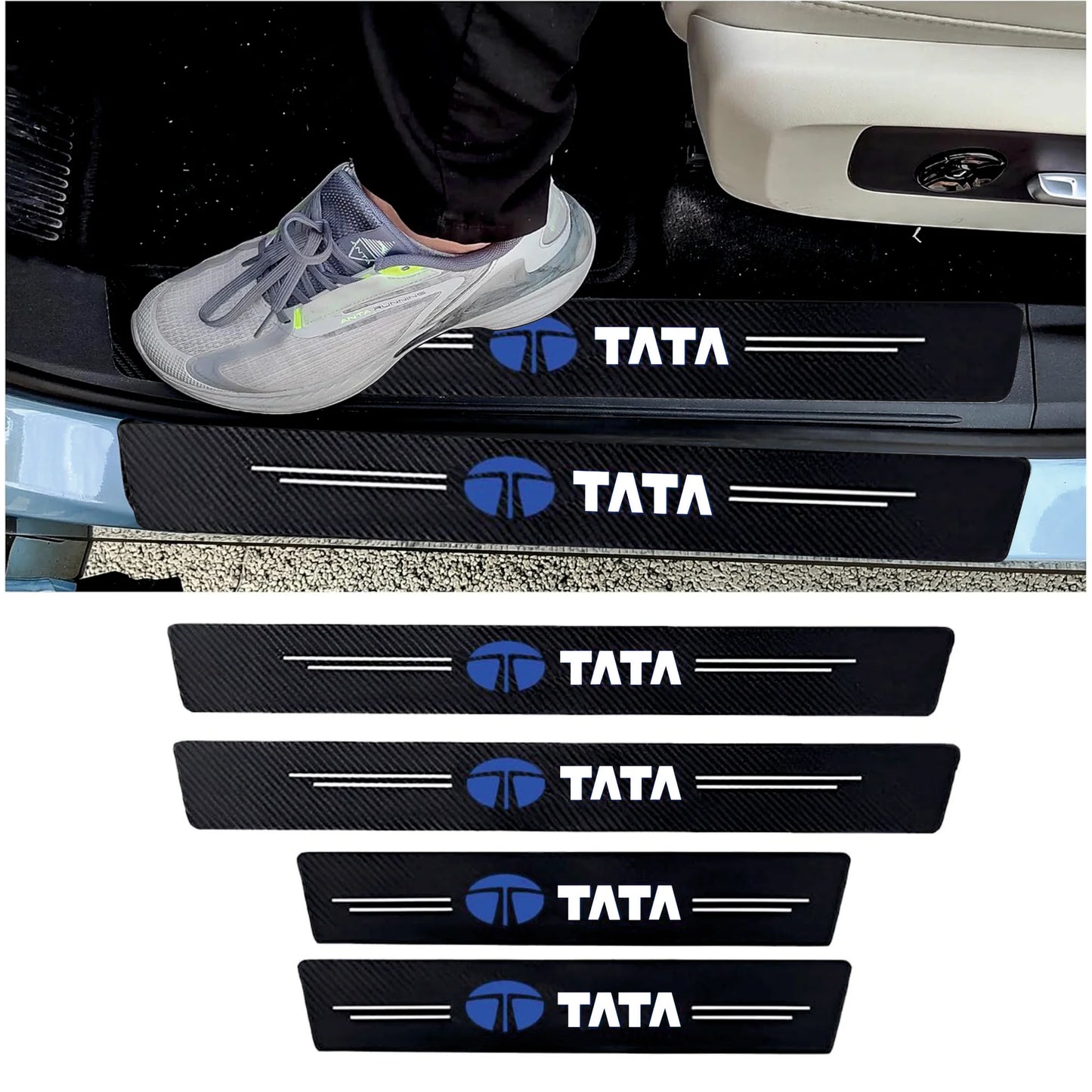 CARBON FIBER LEATHER DOOR SILL PROTECTOR