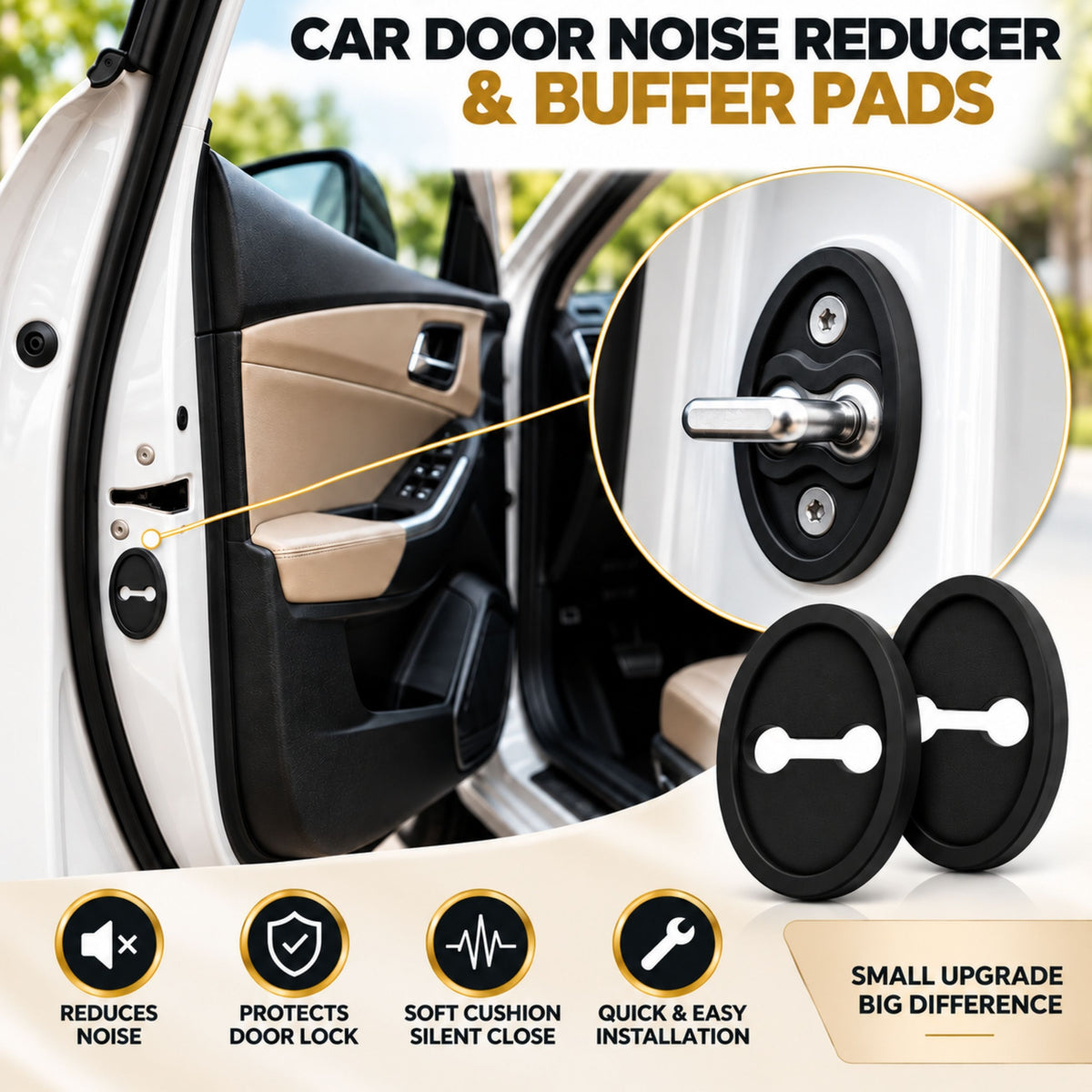 Car Door Noise Reducer & Buffer Pads Rubber For Universal Car Door