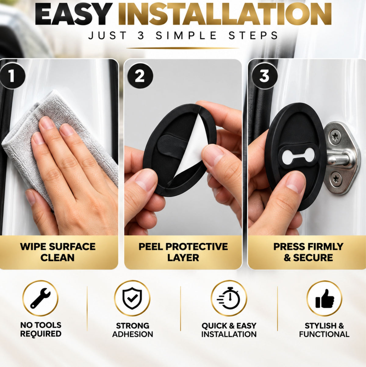 Car Door Noise Reducer & Buffer Pads Rubber For Universal Car Door