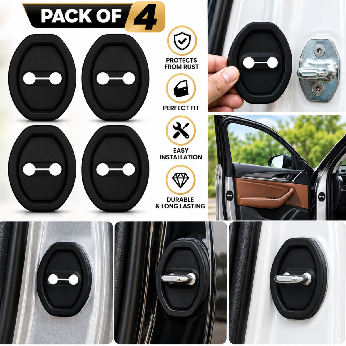 Car Door Noise Reducer & Buffer Pads Rubber For Universal Car Door