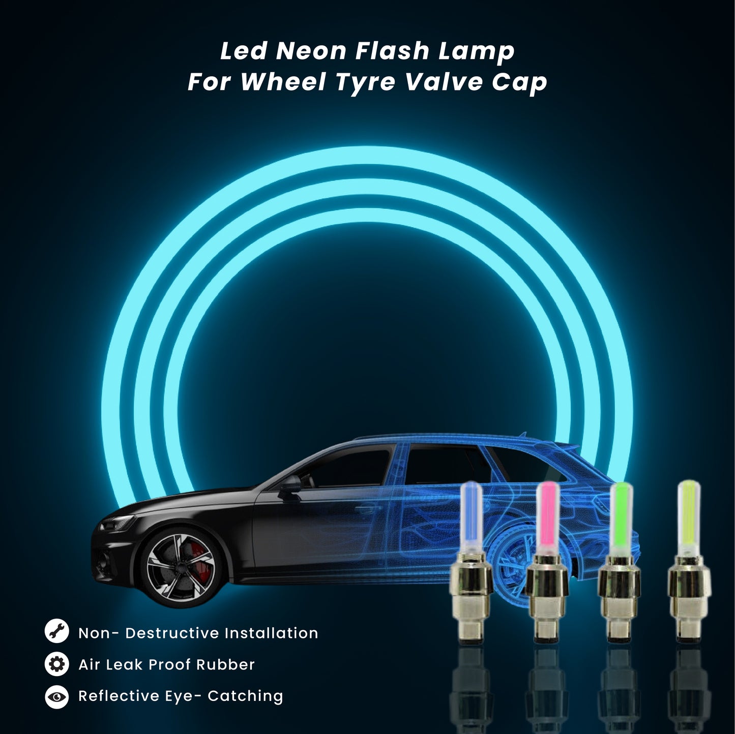 LED Neon Flash Tyre Light for Car and Bike