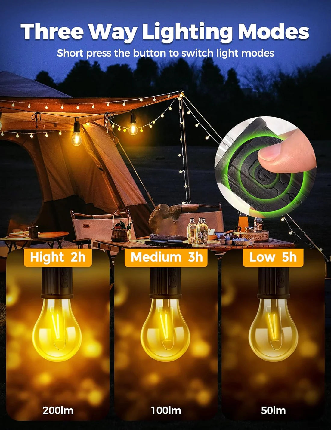 Rechargeable Portable Utility Bulb Light With Hook