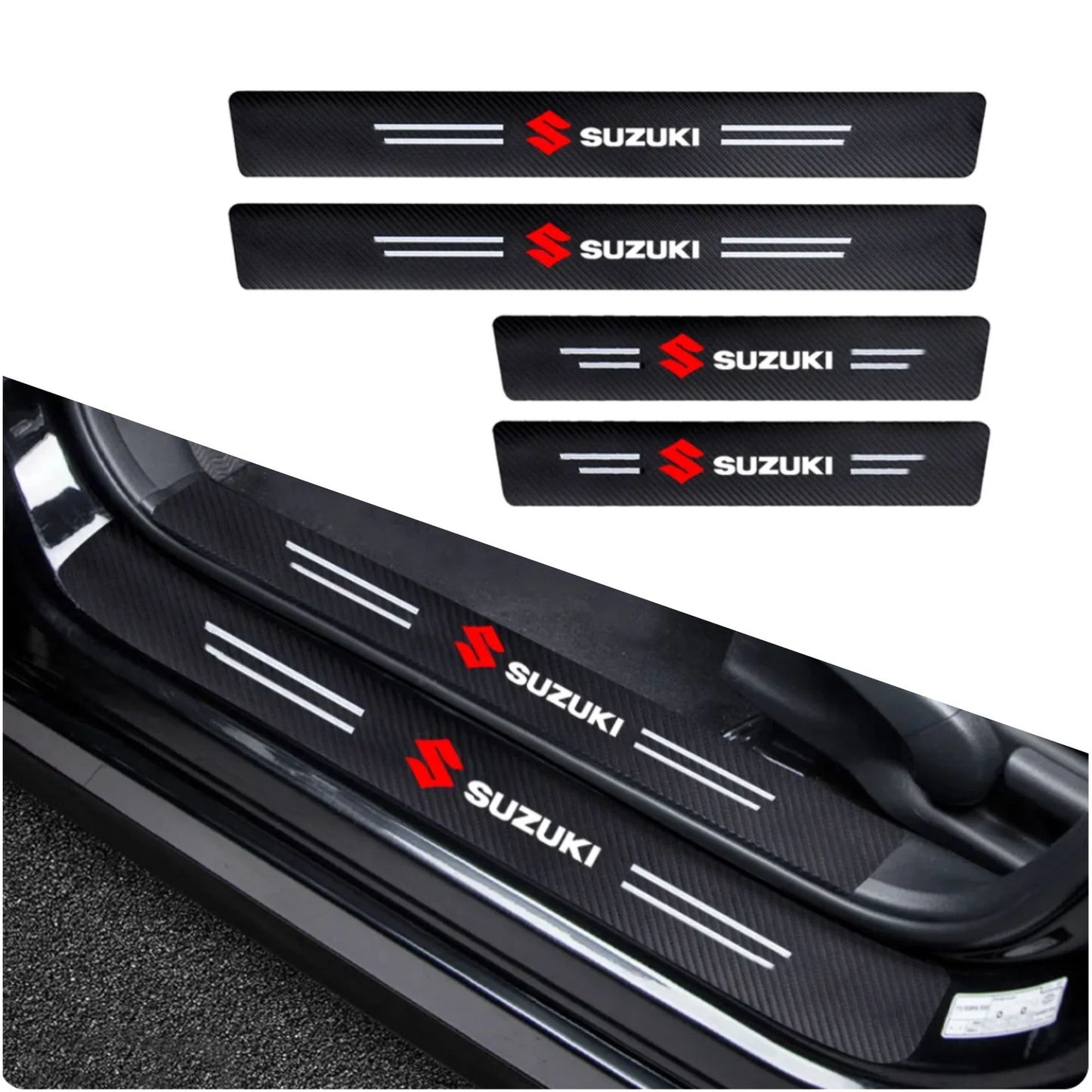 CARBON FIBER LEATHER DOOR SILL PROTECTOR