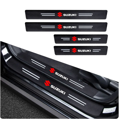 CARBON FIBER LEATHER DOOR SILL PROTECTOR