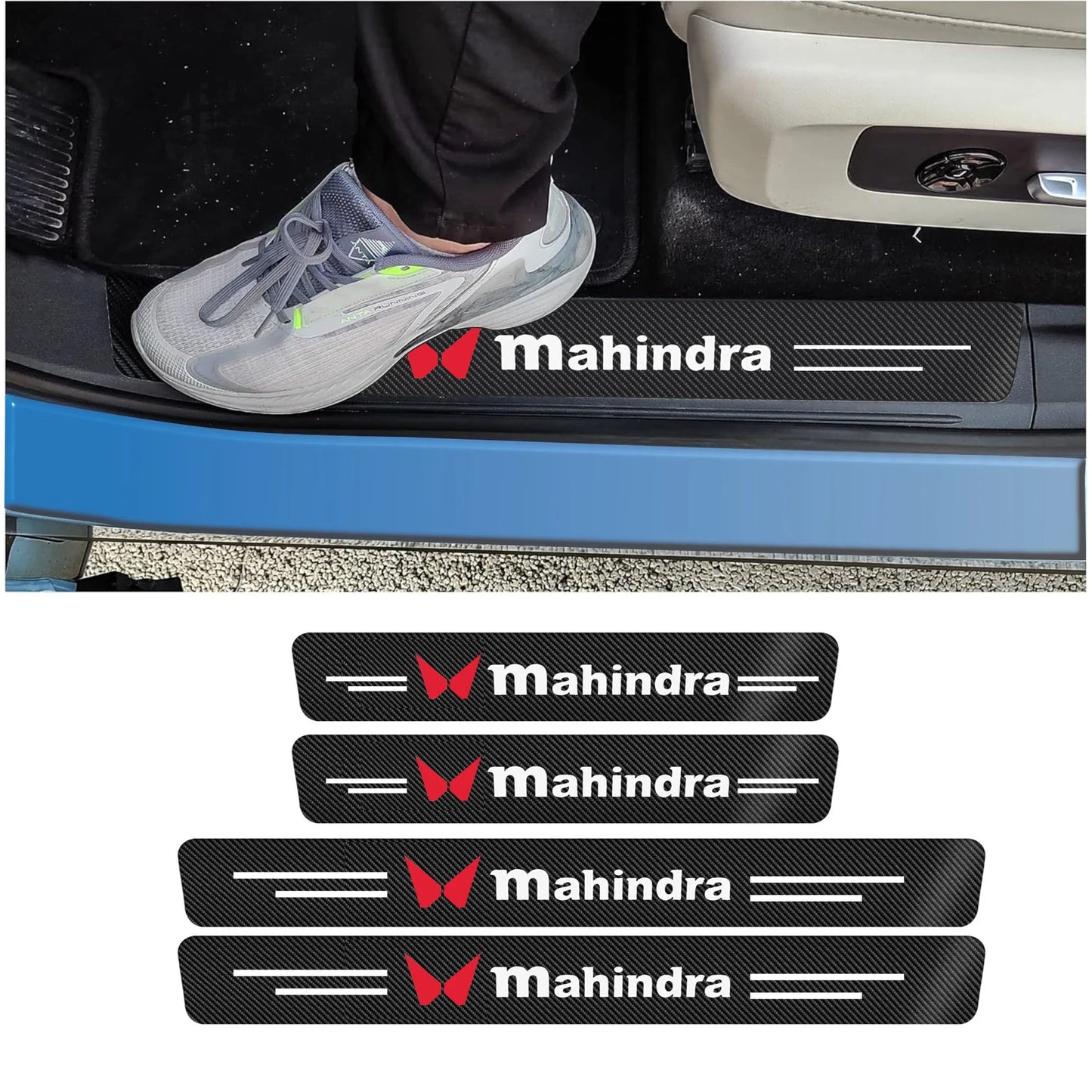 CARBON FIBER LEATHER DOOR SILL PROTECTOR