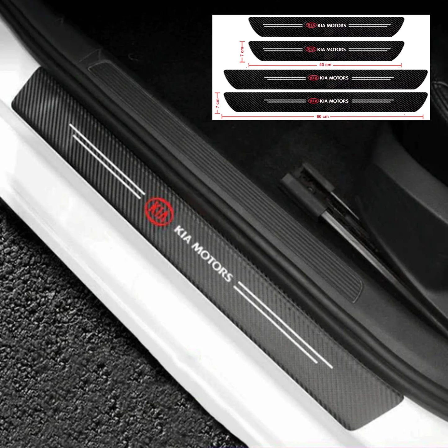 CARBON FIBER LEATHER DOOR SILL PROTECTOR